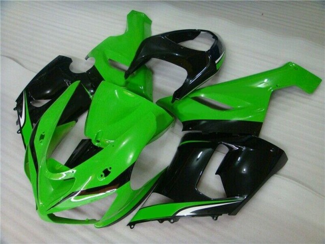 Custom 2005-2006 Green White Black Kawasaki ZX6R Motorcyle Fairings Custom 2005-2006 Green White Black Kawasaki ZX6R Motorcyle Fairings