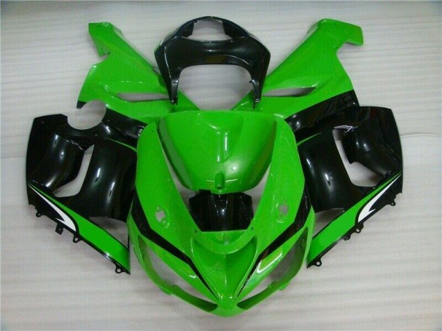 Custom 2005-2006 Green White Black Kawasaki ZX6R Motorcyle Fairings Custom 2005-2006 Green White Black Kawasaki ZX6R Motorcyle Fairings