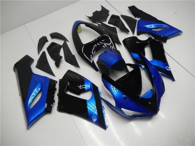 Aftermarket 2005-2006 Blue Black Kawasaki ZX6R Motorcycle Fairing Kits