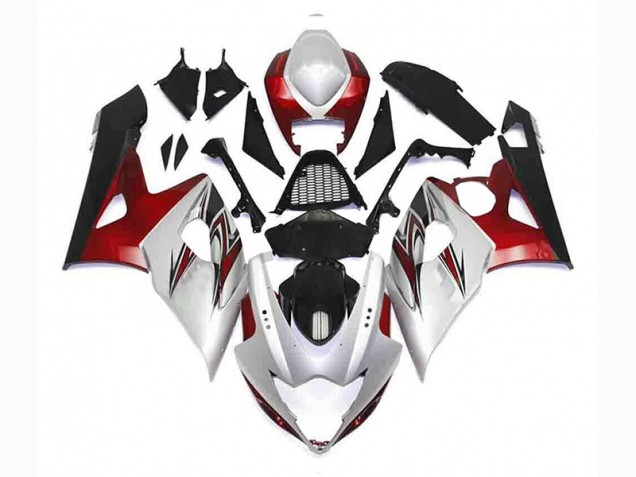 Custom 2005-2006 Silver Red Black Suzuki GSXR 1000 Bike Fairing Kit Custom 2005-2006 Silver Red Black Suzuki GSXR 1000 Bike Fairing Kit
