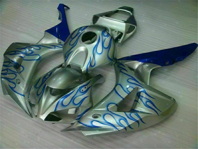 Custom 2006-2007 Blue Flame Silver Honda CBR1000RR Motorcycle Fairing Kits Custom 2006-2007 Blue Flame Silver Honda CBR1000RR Motorcycle Fairing Kits
