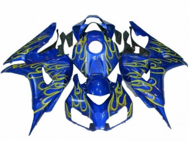 Custom 2006-2007 Yellow Flame Blue Honda CBR1000RR Replacement Fairings