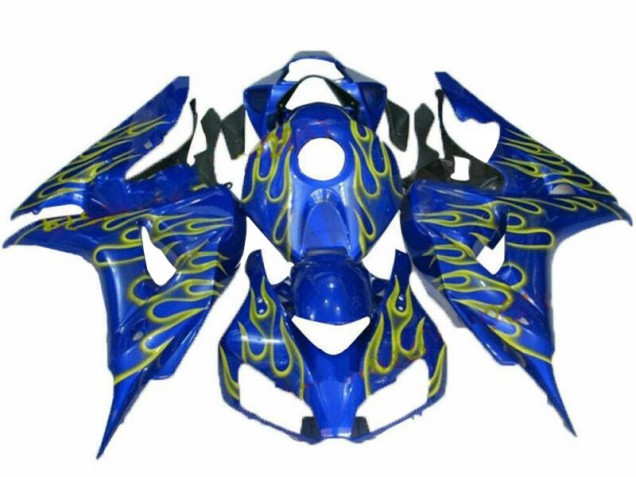 Custom 2006-2007 Yellow Flame Blue Honda CBR1000RR Replacement Fairings Custom 2006-2007 Yellow Flame Blue Honda CBR1000RR Replacement Fairings