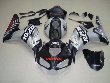 Custom 2006-2007 Matte Black Silver Repsol Honda CBR1000RR Motorcycle Fairing