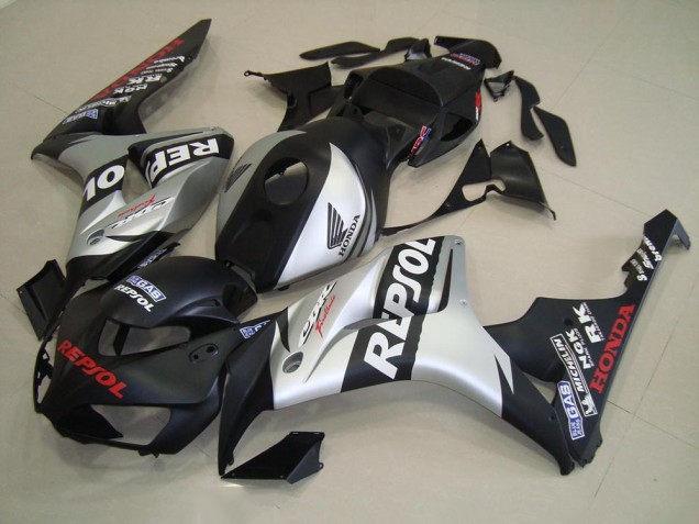 Custom 2006-2007 Matte Black Silver Repsol Honda CBR1000RR Replacement Fairings Custom 2006-2007 Matte Black Silver Repsol Honda CBR1000RR Replacement Fairings