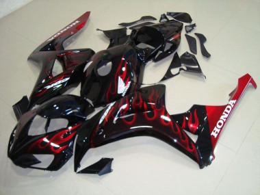 Custom 2006-2007 Red Flame Honda CBR1000RR Motorcylce Fairings