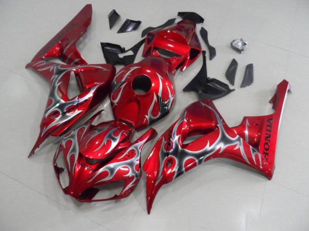 Custom 2006-2007 Red with Black Grey Flame Honda CBR1000RR Motorcycle Bodywork Custom 2006-2007 Red with Black Grey Flame Honda CBR1000RR Motorcycle Bodywork