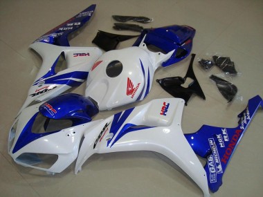 Custom 2006-2007 White and Blue Honda CBR1000RR Replacement Fairings