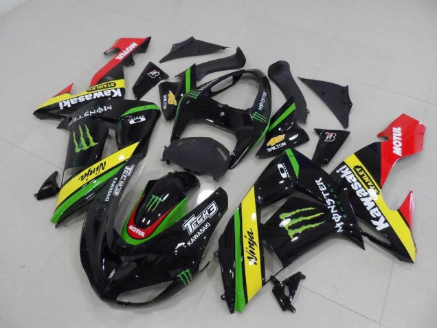 Custom 2006-2007 Black Yellow Monster Kawasaki ZX10R Motorcycle Replacement Fairings Custom 2006-2007 Black Yellow Monster Kawasaki ZX10R Motorcycle Replacement Fairings