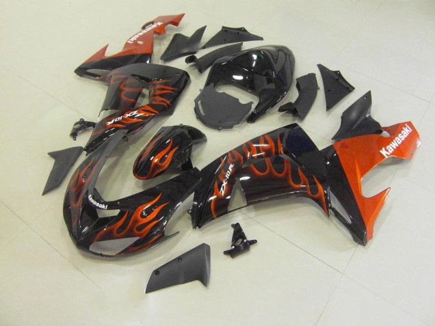 Custom 2006-2007 Orange Flame Kawasaki ZX10R Motorcyle Fairings Custom 2006-2007 Orange Flame Kawasaki ZX10R Motorcyle Fairings
