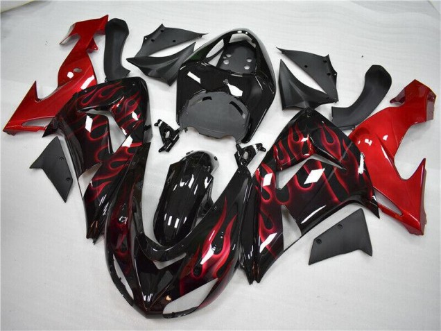Custom 2006-2007 Red Flame Kawasaki ZX10R Motorcycle Fairings Kit Custom 2006-2007 Red Flame Kawasaki ZX10R Motorcycle Fairings Kit