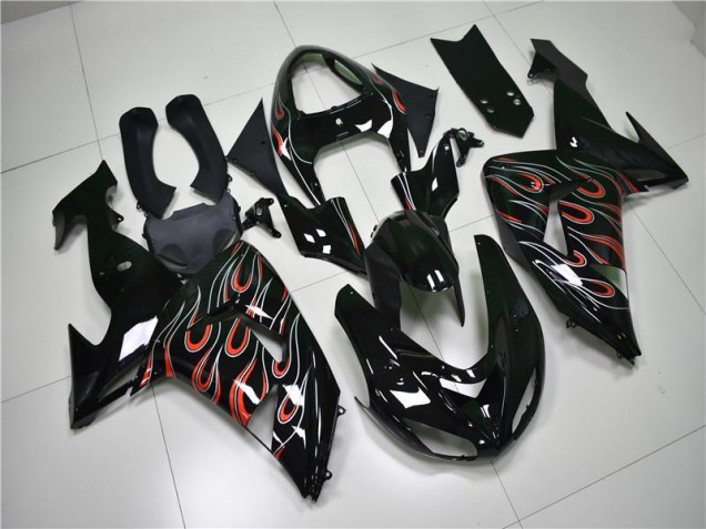 Custom 2006-2007 Black Grey Red Kawasaki ZX10R Motorbike Fairing Custom 2006-2007 Black Grey Red Kawasaki ZX10R Motorbike Fairing