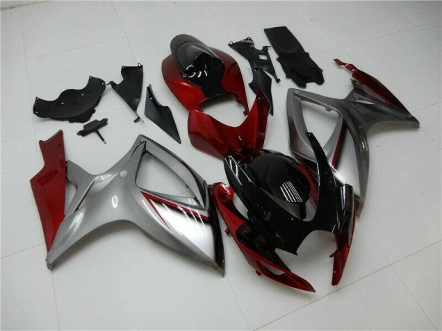 Custom 2006-2007 Red Silver Suzuki GSXR 600/750 Bike Fairing Kit Custom 2006-2007 Red Silver Suzuki GSXR 600/750 Bike Fairing Kit