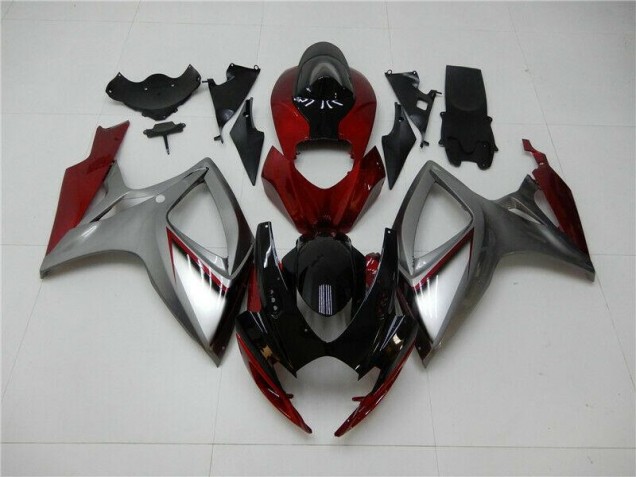 Custom 2006-2007 Red Silver Suzuki GSXR 600/750 Bike Fairing Kit Custom 2006-2007 Red Silver Suzuki GSXR 600/750 Bike Fairing Kit