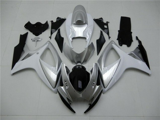Custom 2006-2007 Silver Suzuki GSXR 600/750 Motorcycle Fairings Kits Custom 2006-2007 Silver Suzuki GSXR 600/750 Motorcycle Fairings Kits