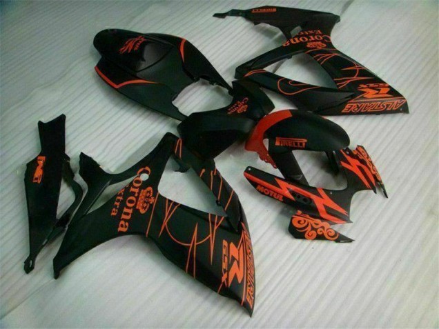 Custom 2006-2007 Black Suzuki GSXR 600/750 Motorcycle Fairings Kits