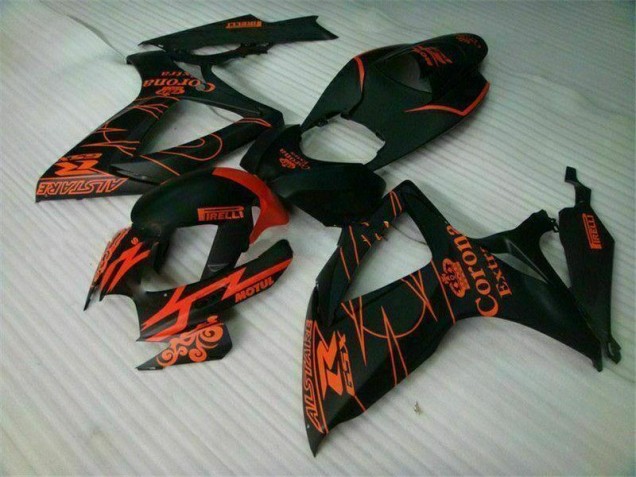 Custom 2006-2007 Black Suzuki GSXR 600/750 Motorcycle Fairings Kits