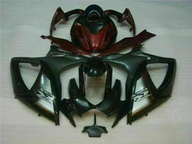 Custom 2006-2007 Black Red Suzuki GSXR 600/750 Motorcycle Fairings