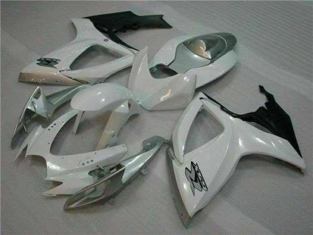 Custom 2006-2007 White Silver Suzuki GSXR 600/750 Motorcycle Fairing Kit Custom 2006-2007 White Silver Suzuki GSXR 600/750 Motorcycle Fairing Kit