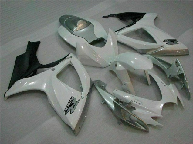 Custom 2006-2007 White Silver Suzuki GSXR 600/750 Motorcycle Fairing Kit Custom 2006-2007 White Silver Suzuki GSXR 600/750 Motorcycle Fairing Kit