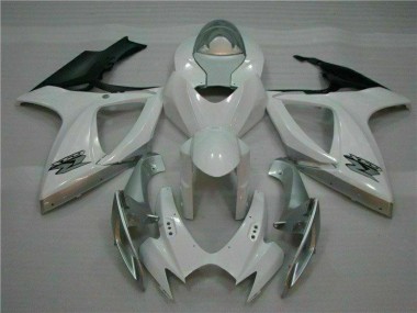 Custom 2006-2007 White Silver Suzuki GSXR 600/750 Motorcycle Fairing Kit