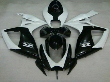 Aftermarket 2006-2007 Black White Suzuki GSXR 600/750 Motorcycle Replacement Fairings