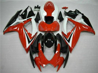 Custom 2006-2007 Red White Suzuki GSXR 600/750 Motorcycle Fairings Kits