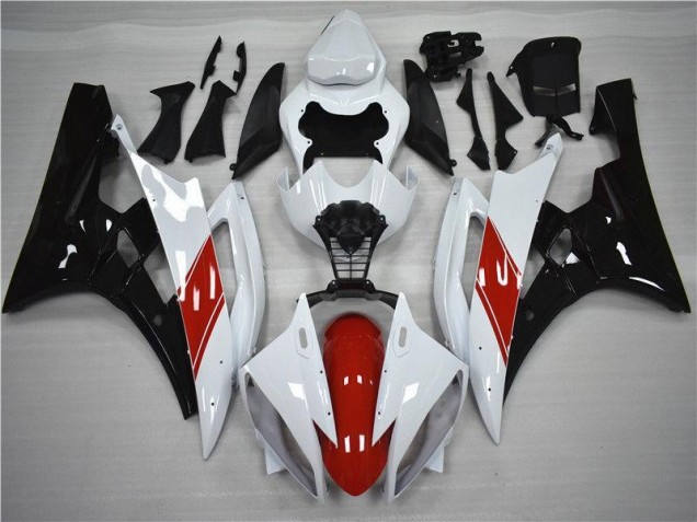 Custom 2006-2007 Red White Black Yamaha YZF R6 Moto Fairings Custom 2006-2007 Red White Black Yamaha YZF R6 Moto Fairings