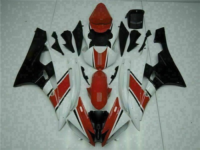 Custom 2006-2007 Red White Yamaha YZF R6 Motorcycle Fairings & Plastics Custom 2006-2007 Red White Yamaha YZF R6 Motorcycle Fairings & Plastics