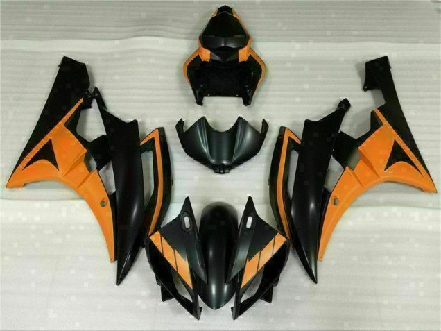 Custom 2006-2007 Black Orange Yamaha YZF R6 Motorcycle Fairing