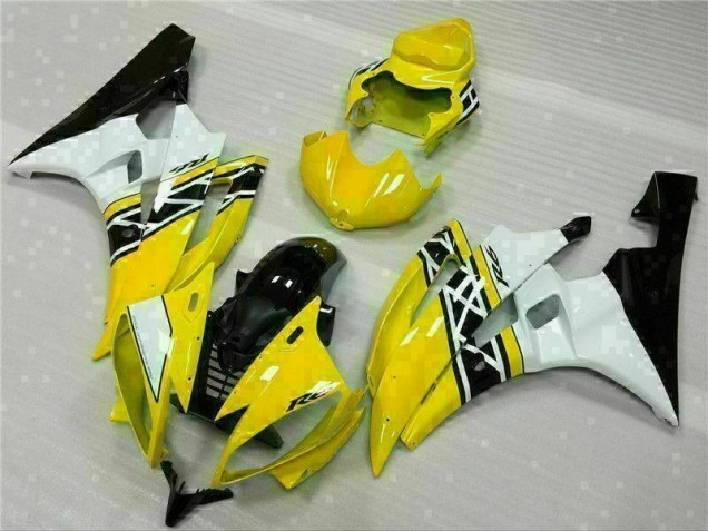 Custom 2006-2007 Yellow White Black Yamaha YZF R6 Motorcylce Fairings Custom 2006-2007 Yellow White Black Yamaha YZF R6 Motorcylce Fairings