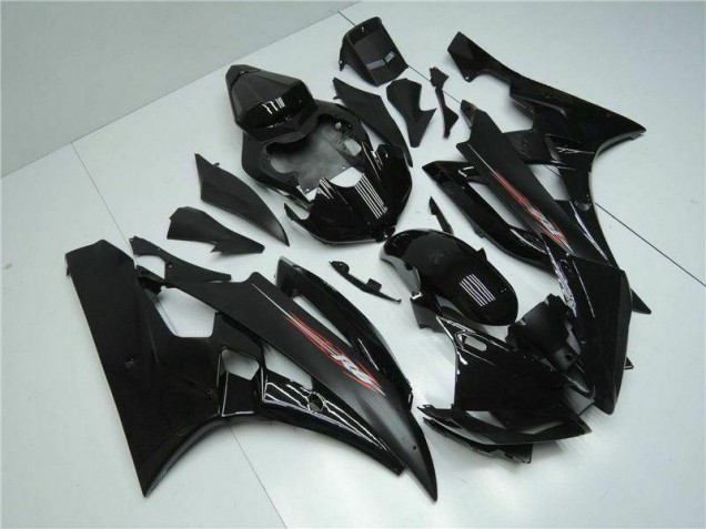 Custom 2006-2007 Black Yamaha YZF R6 Motorbike Fairings
