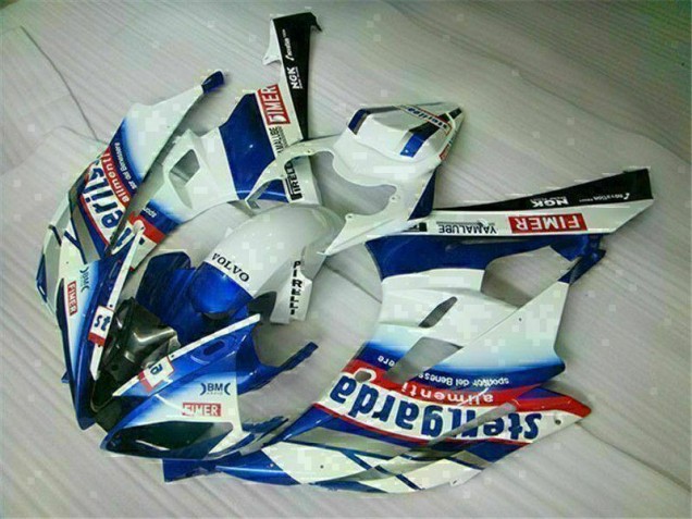 Custom 2006-2007 White Blue Yamaha YZF R6 Motorbike Fairing
