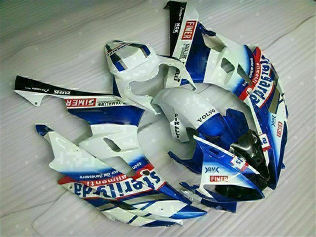 Custom 2006-2007 White Blue Yamaha YZF R6 Motorbike Fairing
