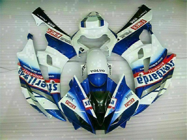 Custom 2006-2007 White Blue Yamaha YZF R6 Motorbike Fairing
