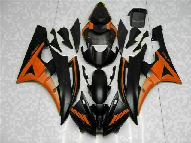 Custom 2006-2007 Orange Black Yamaha YZF R6 Bike Fairing Custom 2006-2007 Orange Black Yamaha YZF R6 Bike Fairing