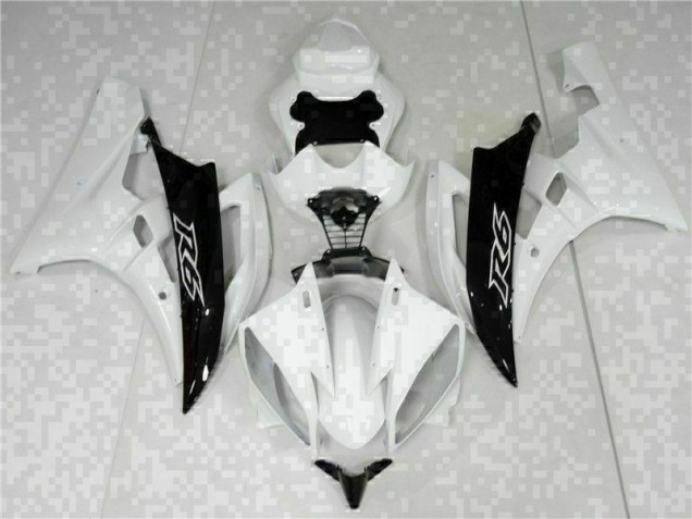 Custom 2006-2007 White Black Yamaha YZF R6 Bike Fairings Custom 2006-2007 White Black Yamaha YZF R6 Bike Fairings