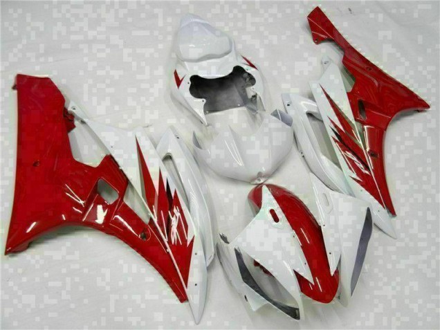 Custom 2006-2007 Red White Yamaha YZF R6 Motorcycle Bodywork Custom 2006-2007 Red White Yamaha YZF R6 Motorcycle Bodywork
