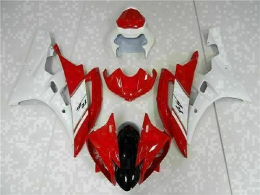 Custom 2006-2007 Red White Yamaha YZF R6 Motorcyle Fairings