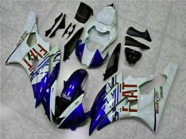 Custom 2006-2007 White Blue Yamaha YZF R6 Bike Fairings & Bodywork