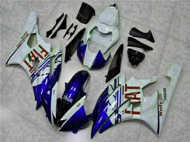 Custom 2006-2007 White Blue Yamaha YZF R6 Bike Fairings & Bodywork Custom 2006-2007 White Blue Yamaha YZF R6 Bike Fairings & Bodywork