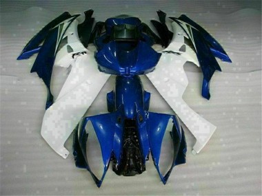 Custom 2006-2007 White Blue Yamaha YZF R6 Bike Fairings