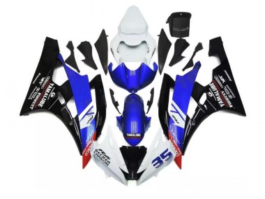 Custom 2006-2007 Blue White Yamaha YZF R6 Motorcycle Fairings Kit