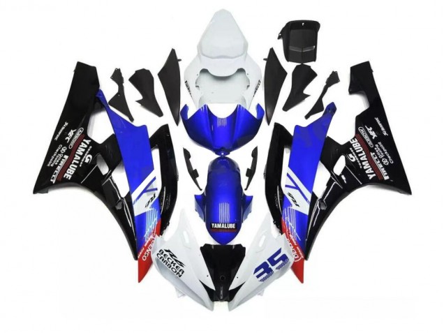 Custom 2006-2007 Blue White Yamaha YZF R6 Motorcycle Fairings Kit Custom 2006-2007 Blue White Yamaha YZF R6 Motorcycle Fairings Kit