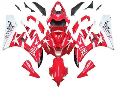 Custom 2006-2007 Red White Star Fiat Yamaha YZF R6 Motorbike Fairings