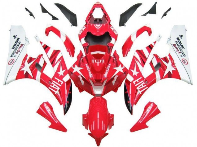 Custom 2006-2007 Red White Star Fiat Yamaha YZF R6 Motorbike Fairings Custom 2006-2007 Red White Star Fiat Yamaha YZF R6 Motorbike Fairings