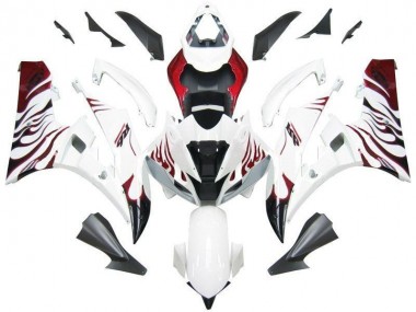 Aftermarket 2006-2007 White Red Flame Yamaha YZF R6 Motorcycle Fairing