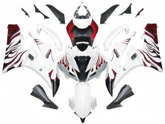 Custom 2006-2007 White Red Flame Yamaha YZF R6 Motorcycle Fairing Custom 2006-2007 White Red Flame Yamaha YZF R6 Motorcycle Fairing