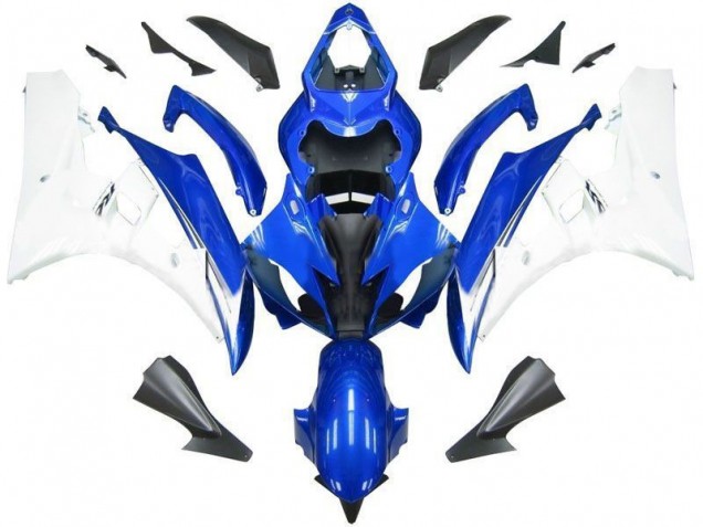 Custom 2006-2007 Blue White Yamaha YZF R6 Motorcycle Fairing Kit