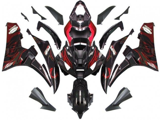 Custom 2006-2007 Black Red Flame Yamaha YZF R6 Bike Fairing Custom 2006-2007 Black Red Flame Yamaha YZF R6 Bike Fairing